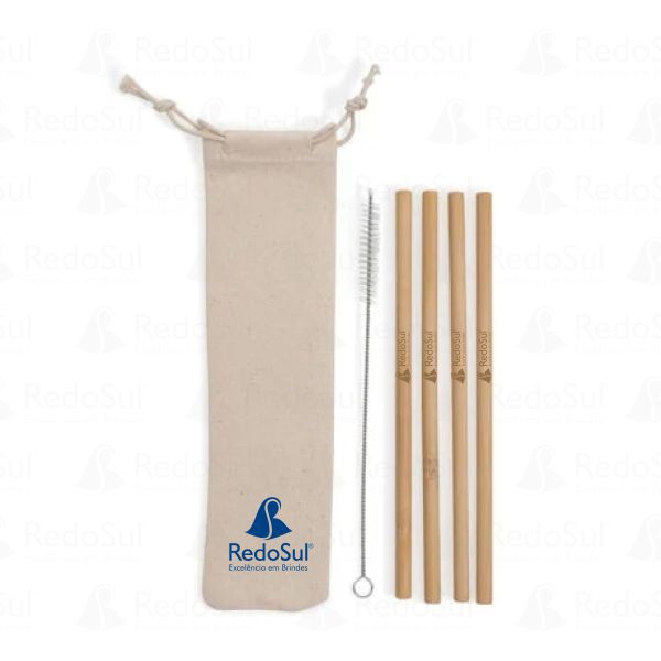 Kit com 4 Canudos em Bambu 